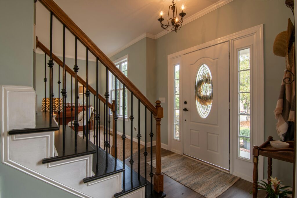 a staircase leading to a house